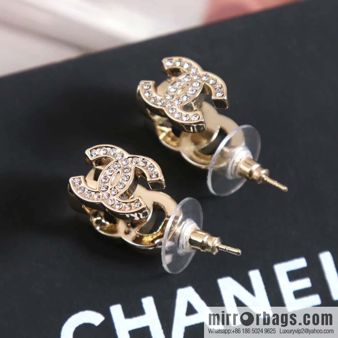 New ☑️ Chanel C1 double c square full diamond stud earrings