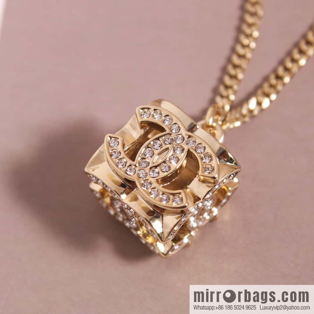 New ☑️ Chanel Double C Square Full Diamond Necklace