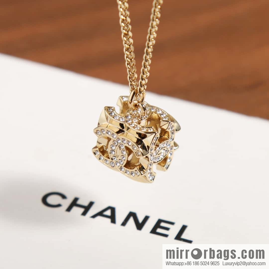 New ☑️ Chanel Double C Square Full Diamond Necklace