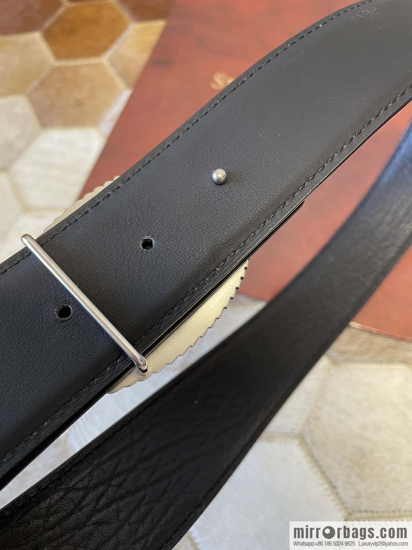 STEFANO RICCI STEFANO RICCI New Stainless Steel Eagle Head Feather Inlaid Diamond Buckle 3.8cm First Layer Cowhide Press Textured Belt