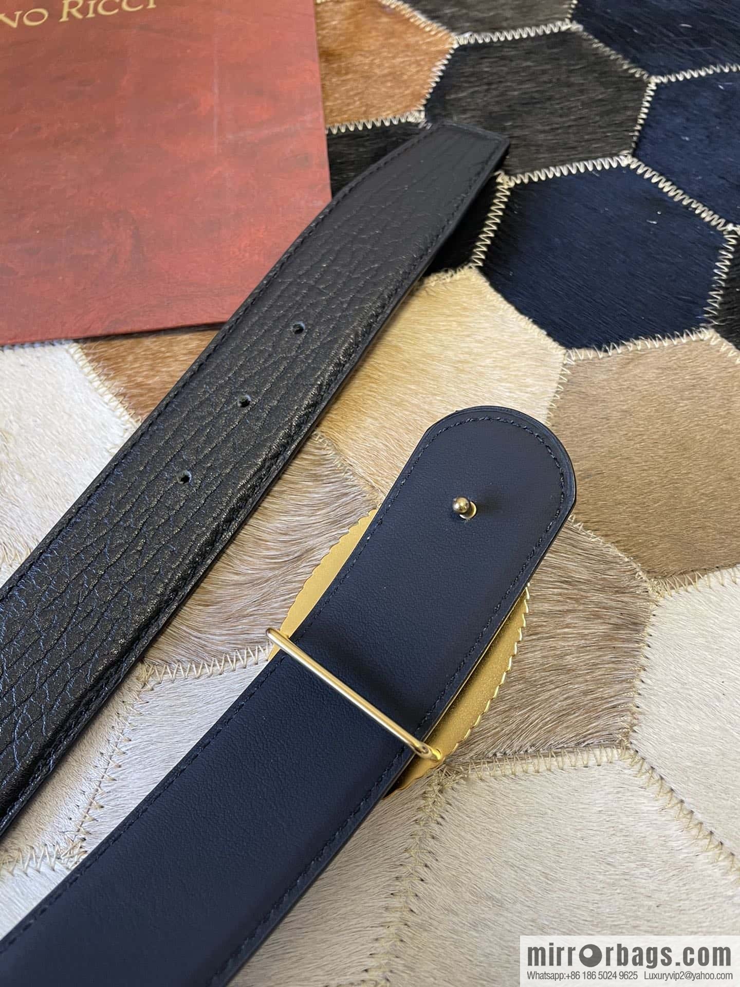 STEFANO RICCI STEFANO RICCI New Stainless Steel Eagle Head Feather Inlaid Diamond Buckle 3.8cm First Layer Cowhide Press Textured Belt