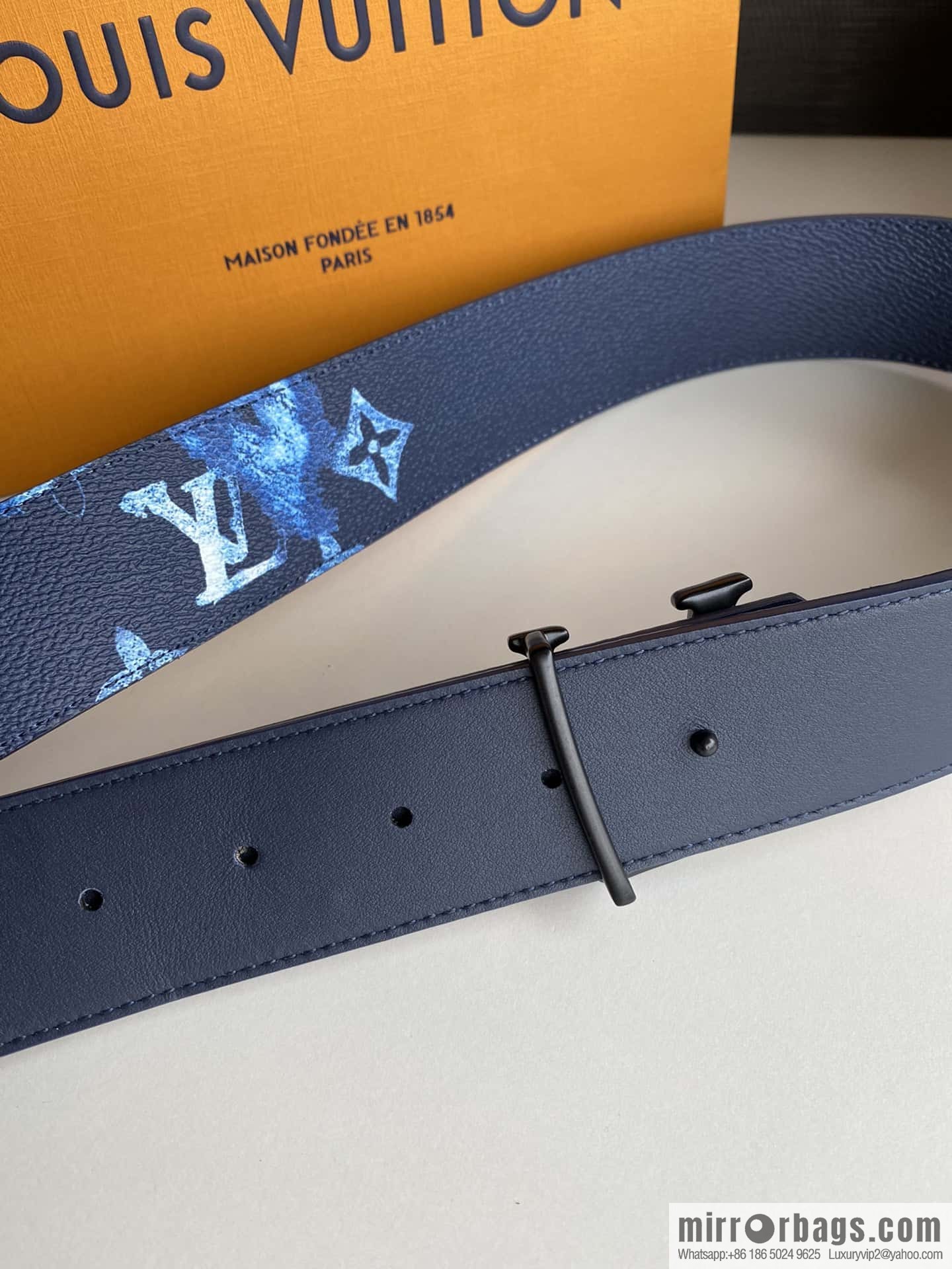 LV/Louis Vuitton Monogran pattern on canvas SHAPE 40mm double-sided belt