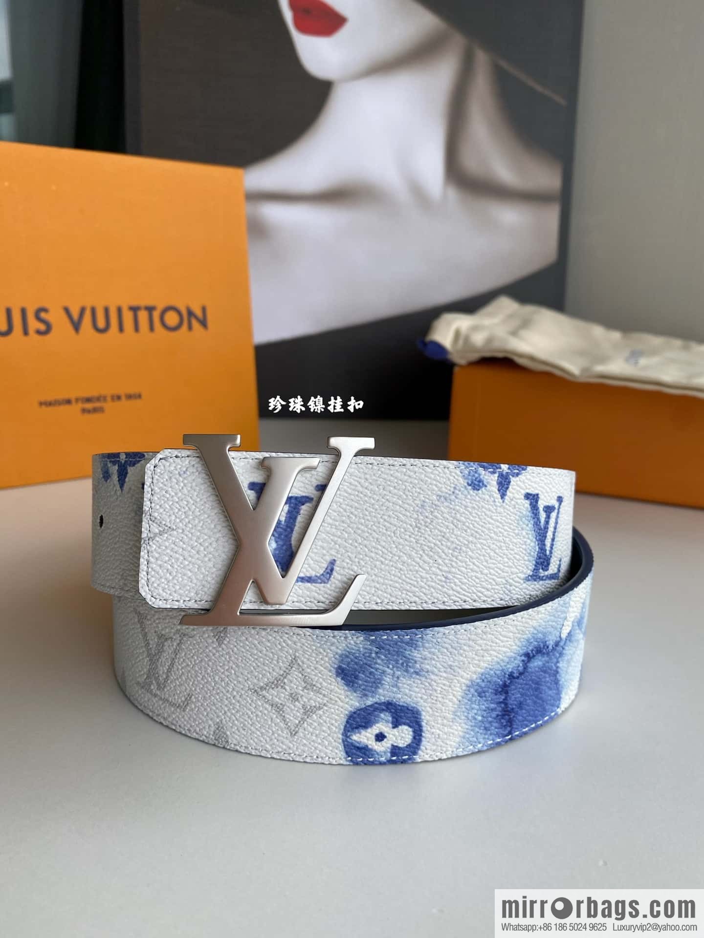LV/Louis Vuitton Monogran pattern on canvas SHAPE 40mm double-sided belt