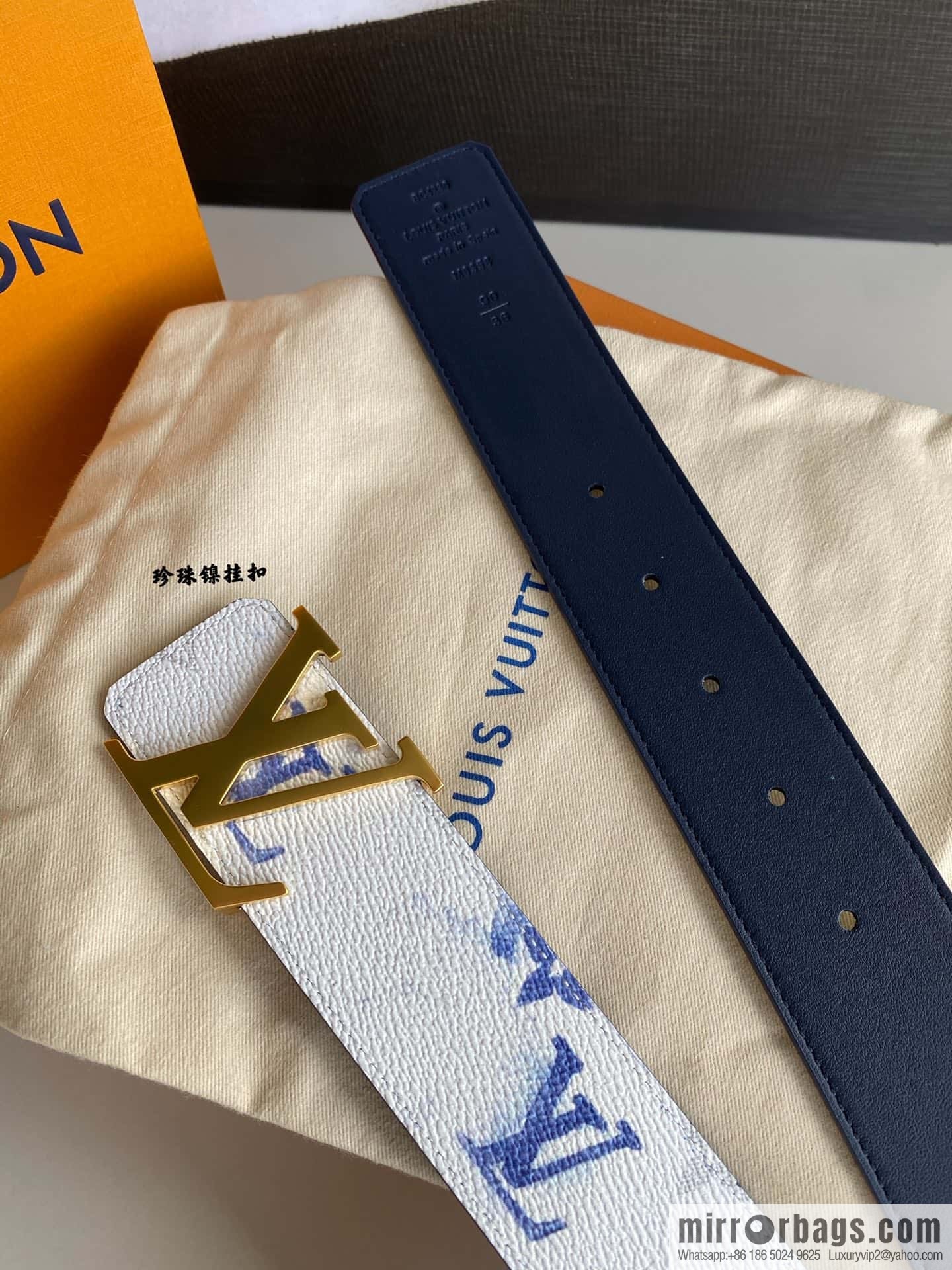 LV/Louis Vuitton Monogran pattern on canvas SHAPE 40mm double-sided belt