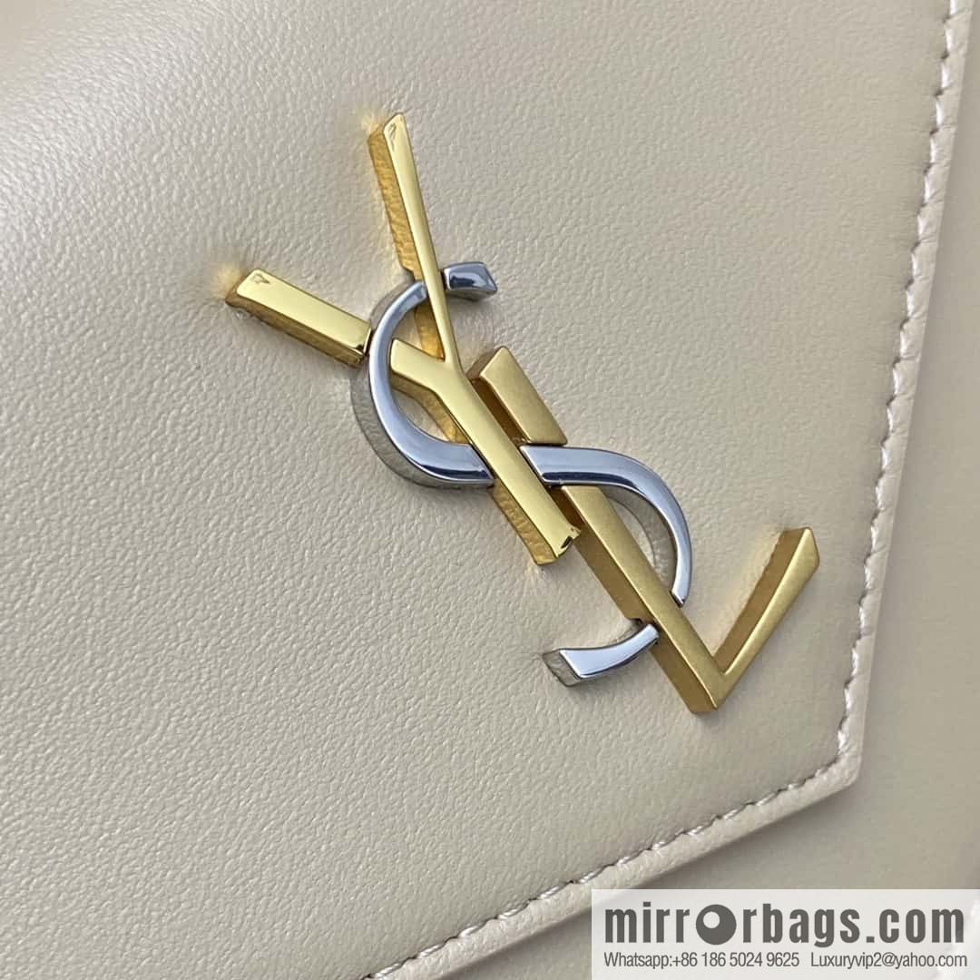 Y new LE CASSANDRE smooth leather (fabric) envelope chain strap wallet apricot sheepskin/gold Model: 743050