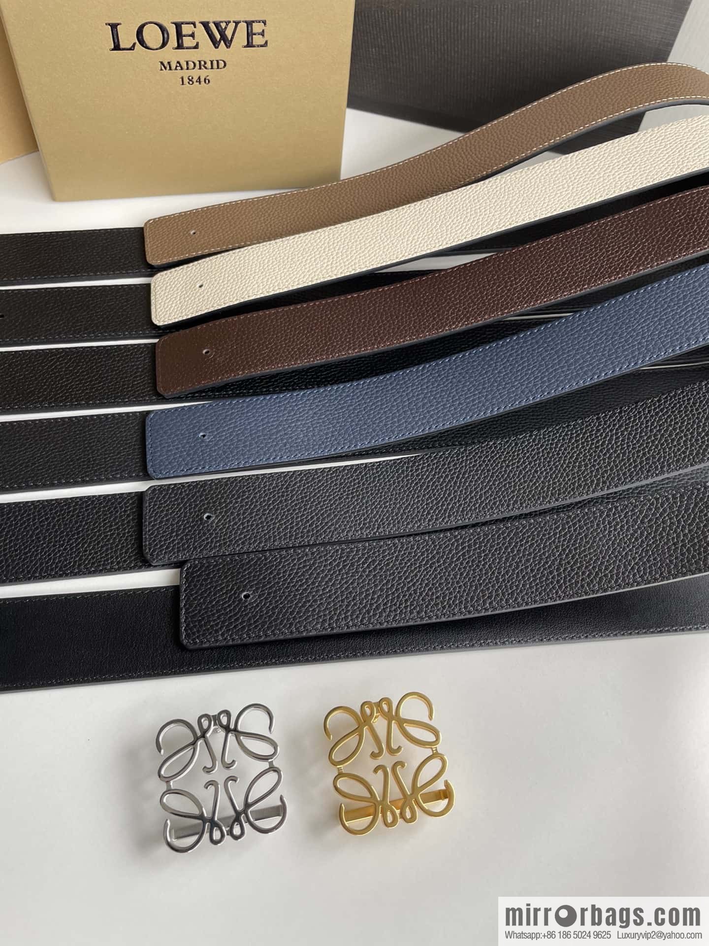 LOEVE Luo Yiwei stainless steel logo pattern metal buckle with the first layer of cowhide double-sided belt 40mm