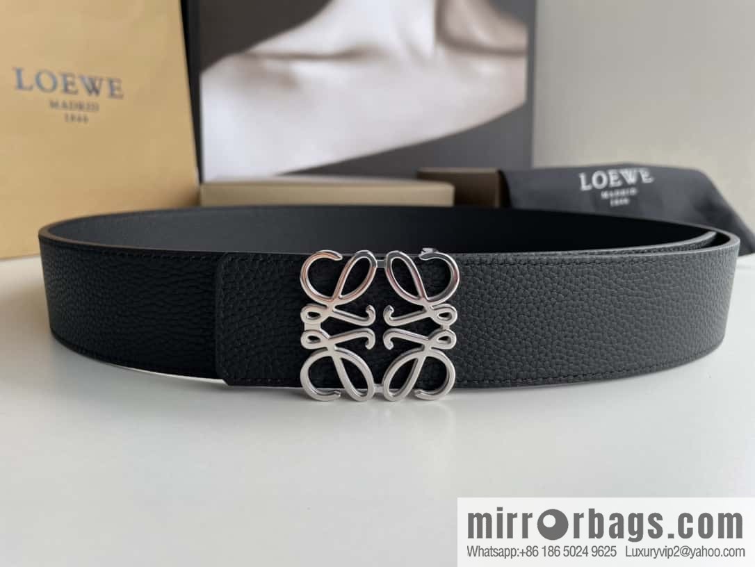 LOEVE Luo Yiwei stainless steel logo pattern metal buckle with the first layer of cowhide double-sided belt 40mm
