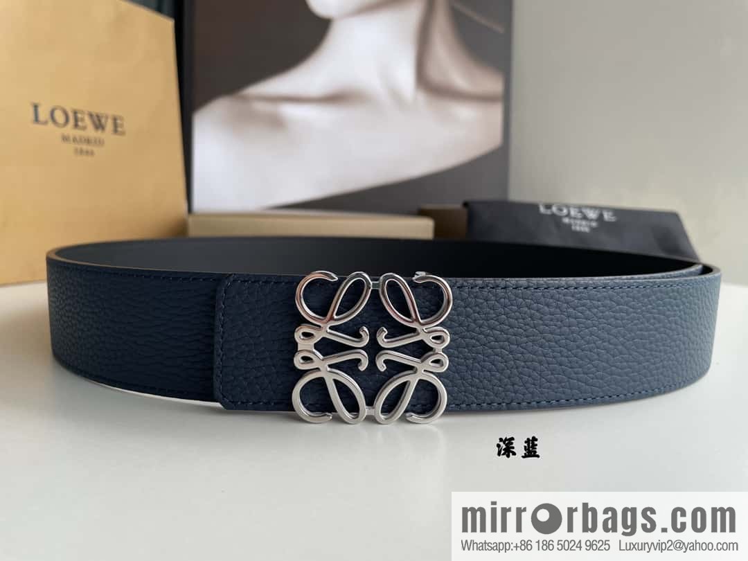 LOEVE Luo Yiwei stainless steel logo pattern metal buckle with the first layer of cowhide double-sided belt 40mm