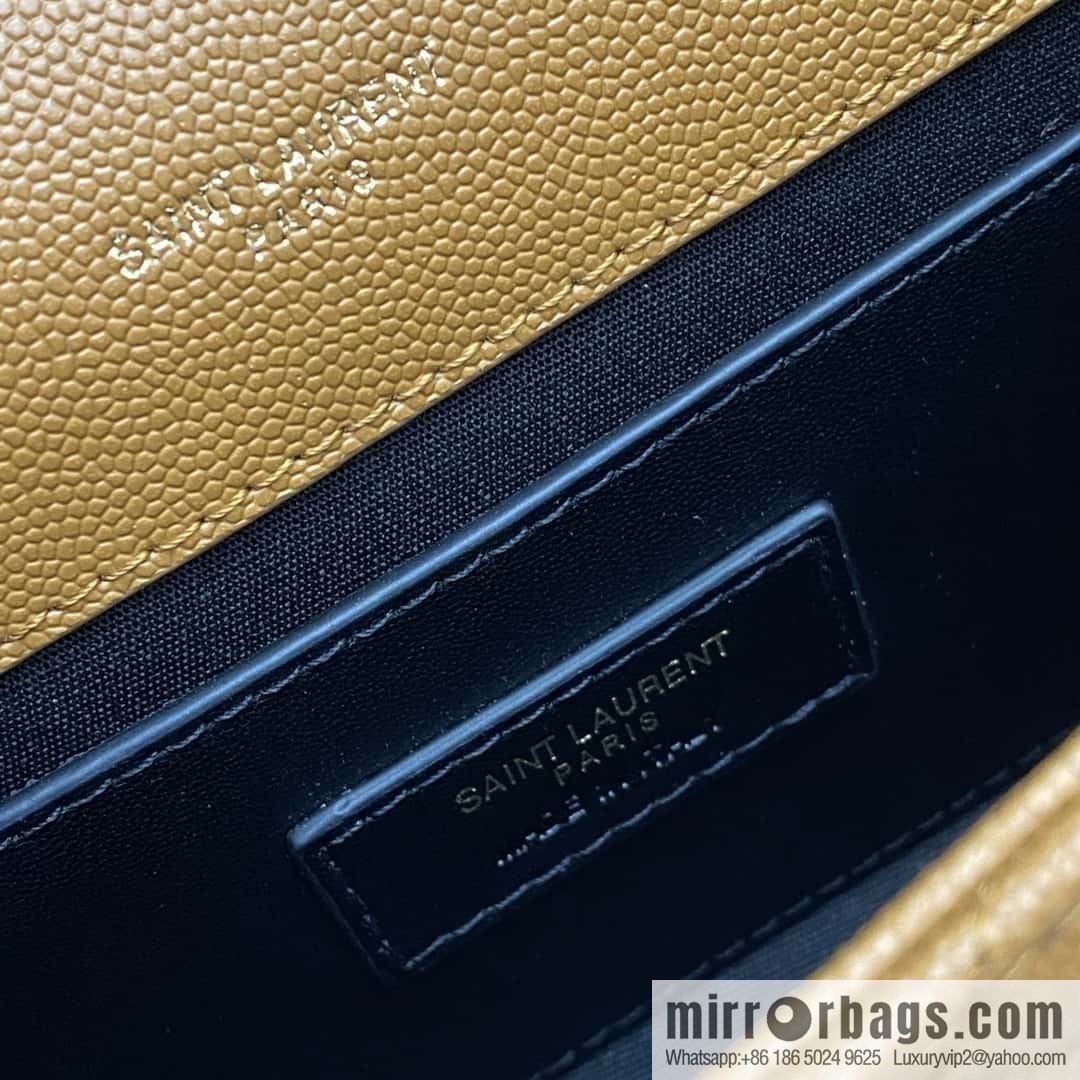 YSL new, original spherical leather small envelope bag brown spherical/gold buckle Model: 600915