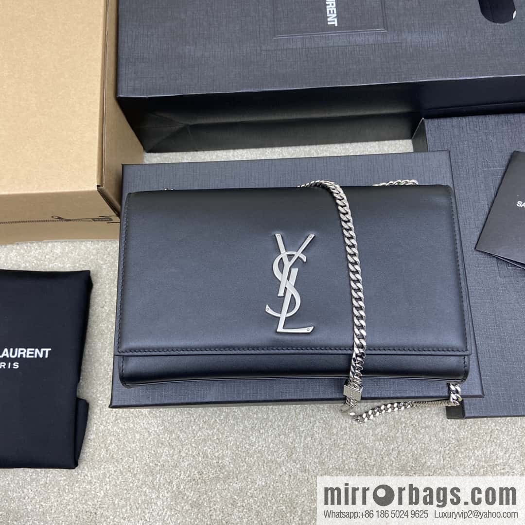 Y's most classic style Kate chain strap crossbody bag South African black leather/silver buckle Model: 354021