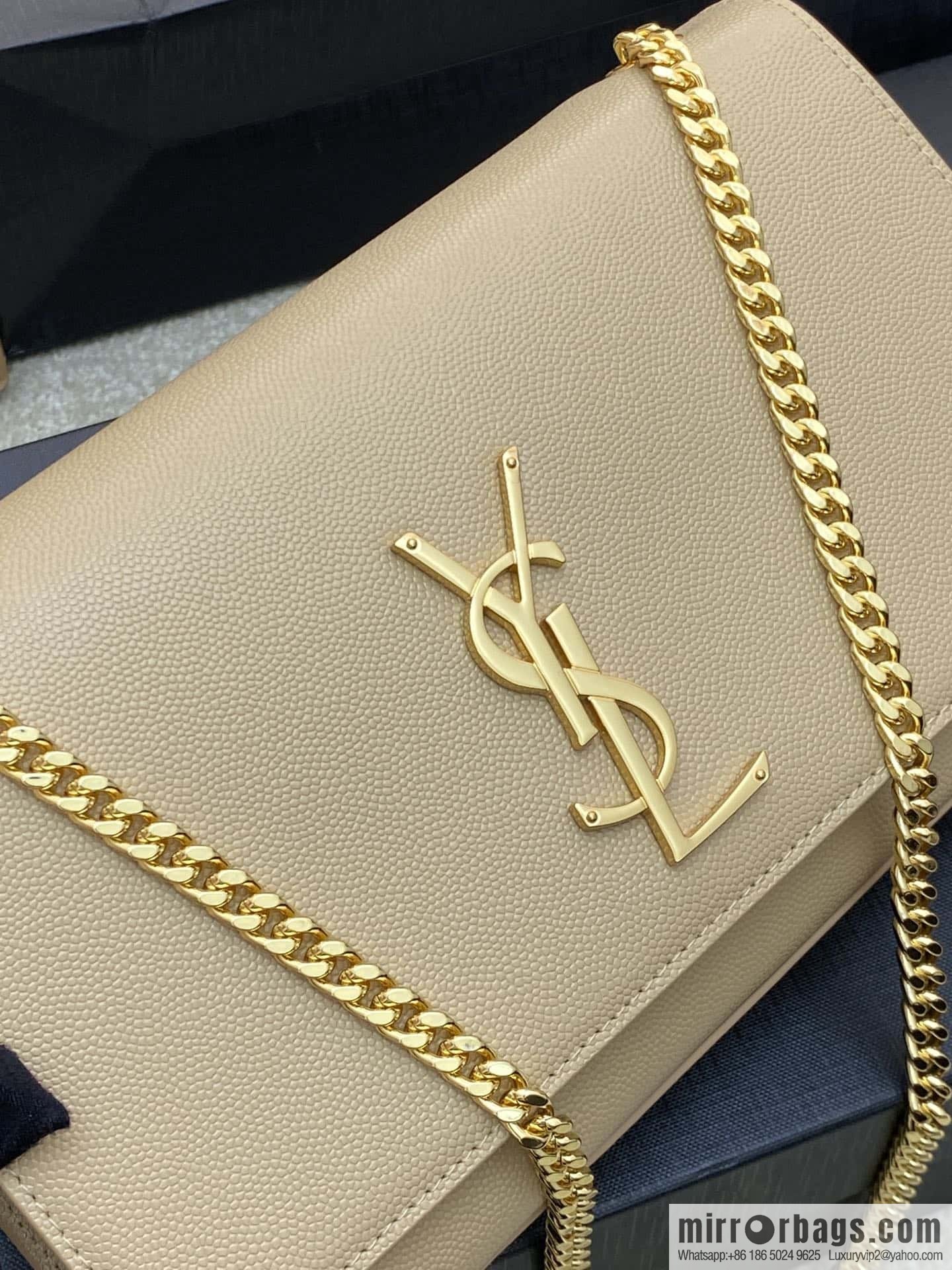 Y's most classic style Kate chain strap crossbody bag apricot ball pattern/gold buckle Model: 354021