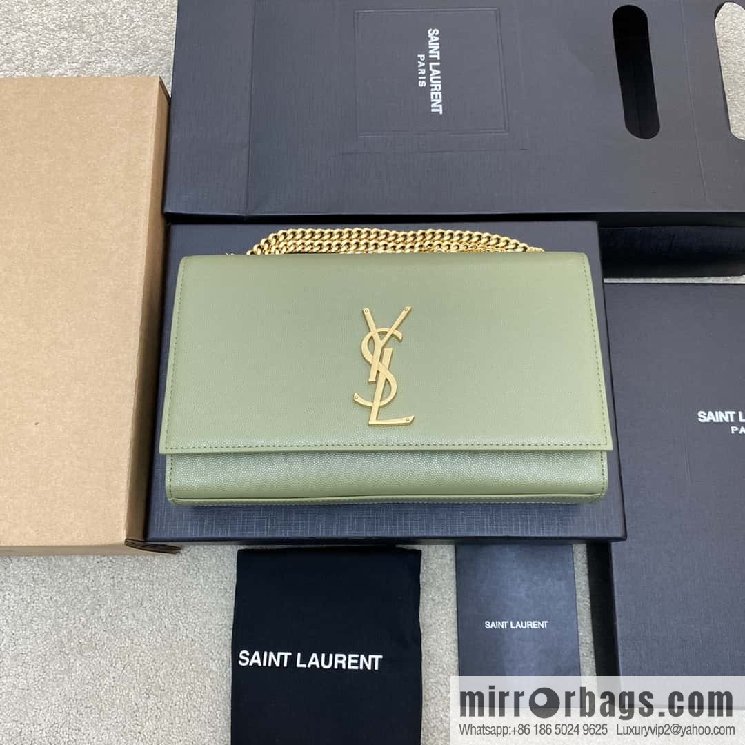 Y's most classic style Kate chain strap crossbody bag avocado green ball pattern/gold buckle Model: 354021