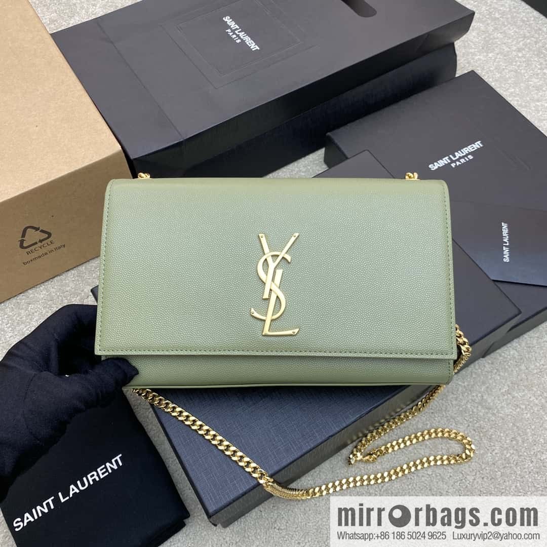 Y's most classic style Kate chain strap crossbody bag avocado green ball pattern/gold buckle Model: 354021