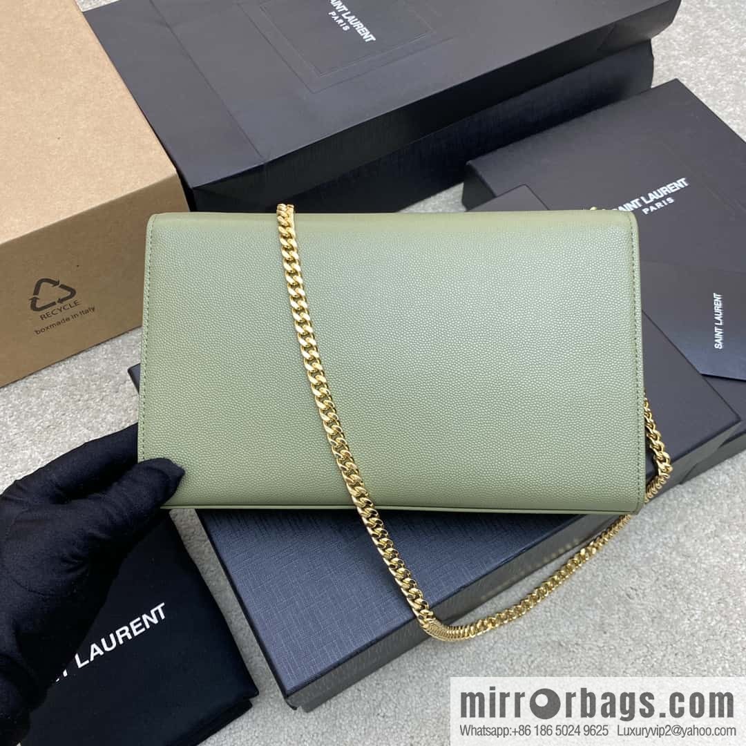 Y's most classic style Kate chain strap crossbody bag avocado green ball pattern/gold buckle Model: 354021