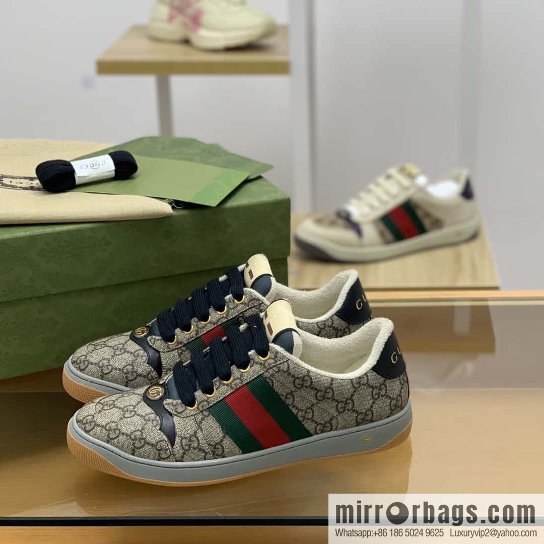 GUCCI Vintage Style Red and Green Webbing Unisex Small Dirty Shoes
