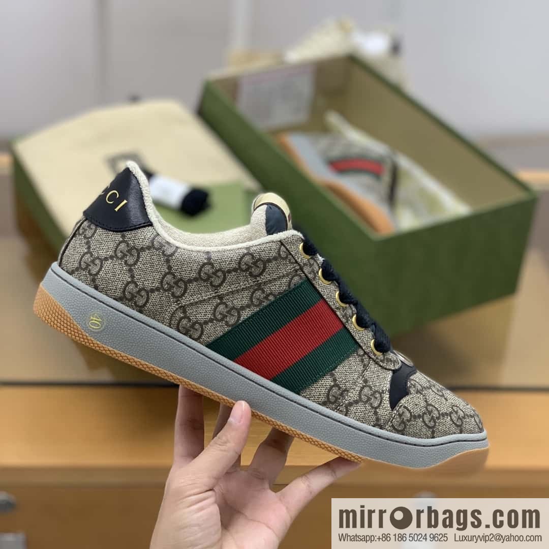 GUCCI Vintage Style Red and Green Webbing Unisex Small Dirty Shoes
