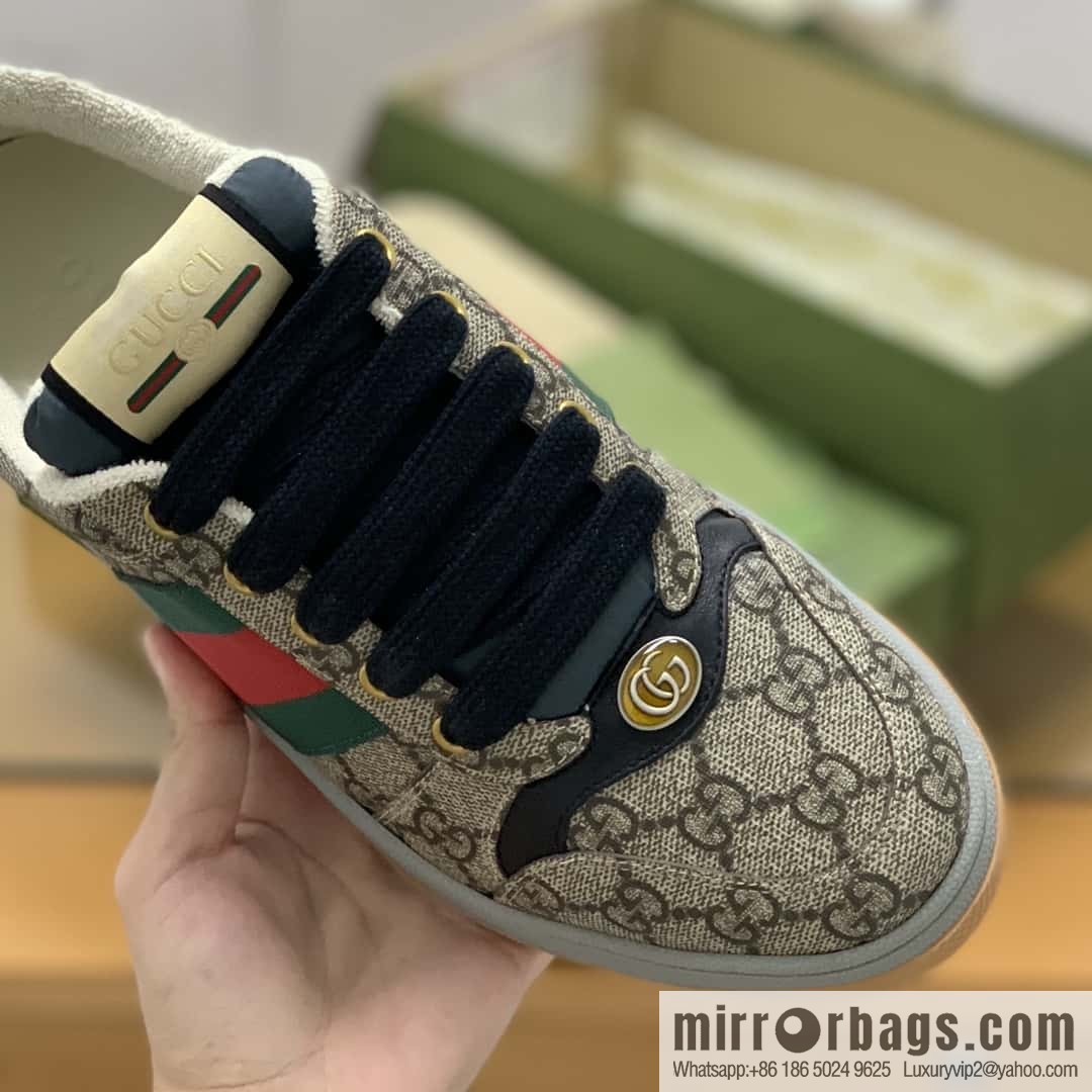 GUCCI Vintage Style Red and Green Webbing Unisex Small Dirty Shoes