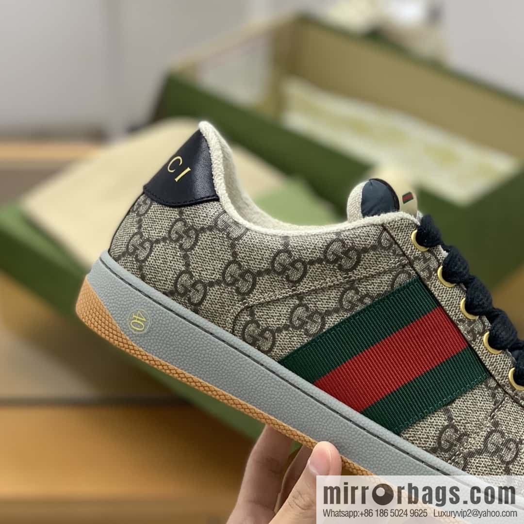 GUCCI Vintage Style Red and Green Webbing Unisex Small Dirty Shoes
