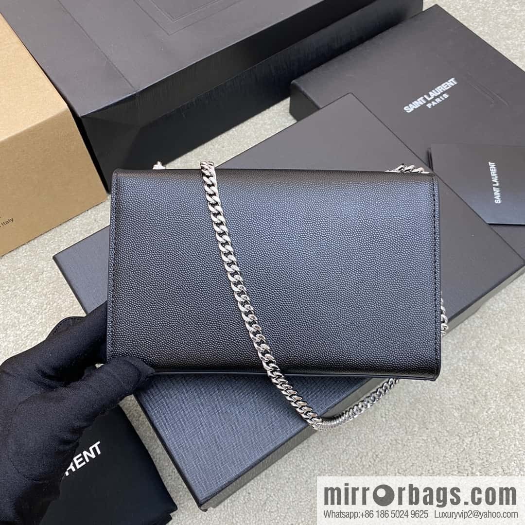 KATE most classic style crocodile leather black ball pattern/white steel model: 377629