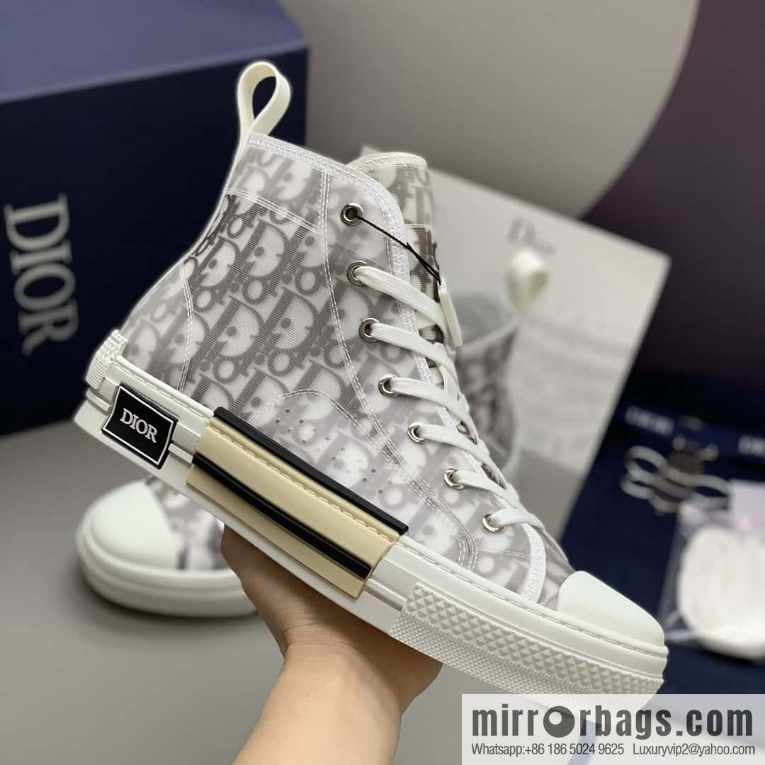 DIOR transparent mesh, letter printing mesh, men's and women's high-top shoes