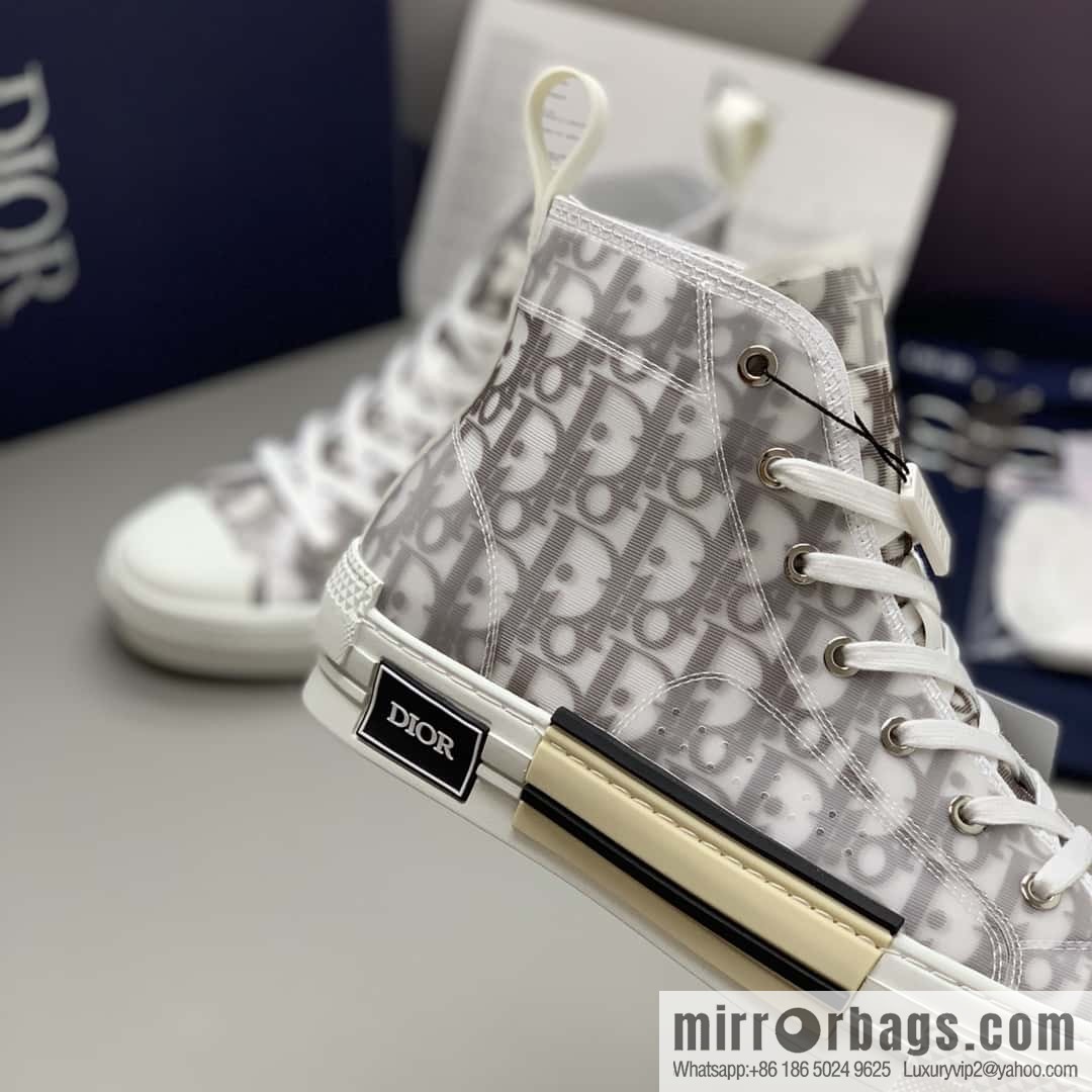 DIOR transparent mesh, letter printing mesh, men's and women's high-top shoes