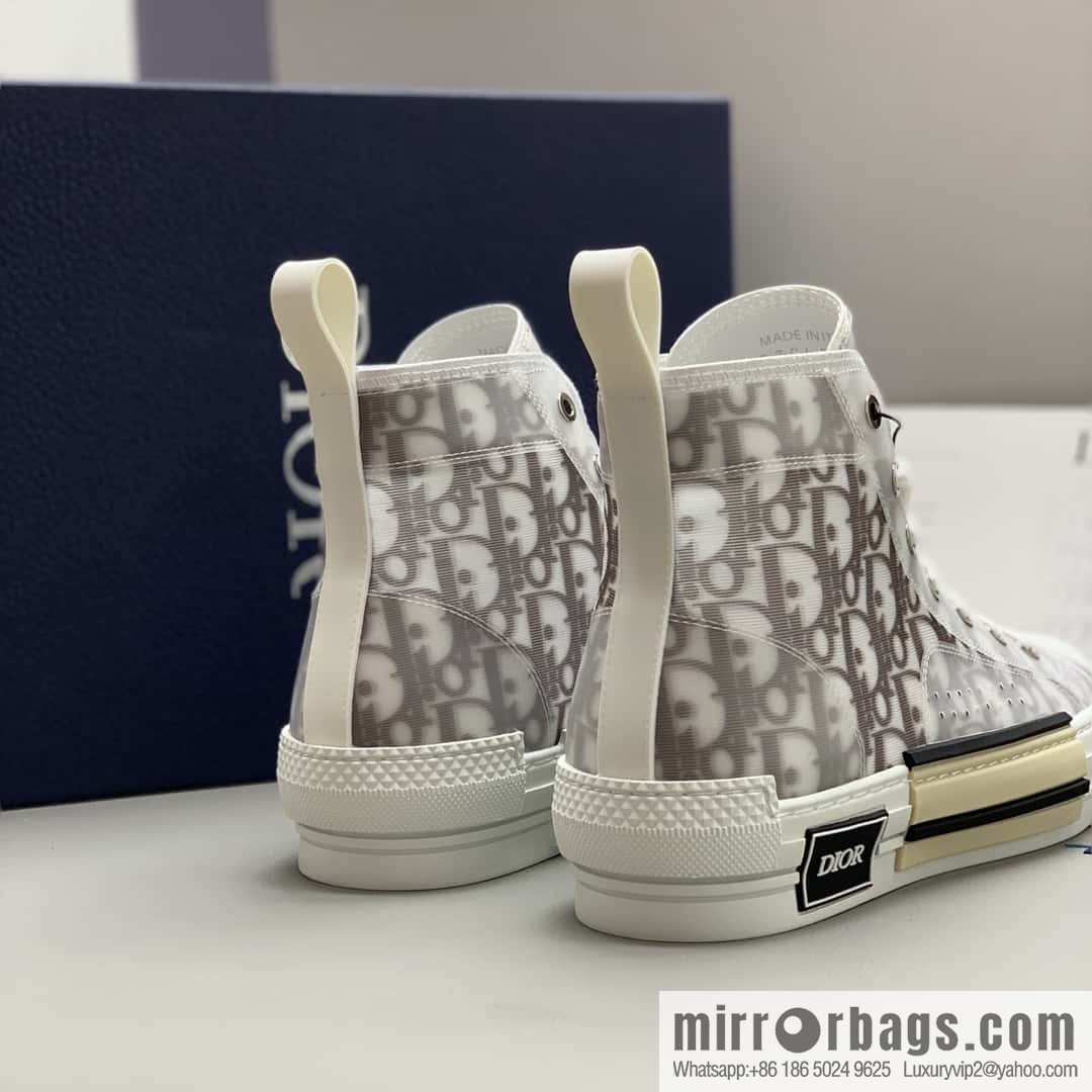 DIOR transparent mesh, letter printing mesh, men's and women's high-top shoes