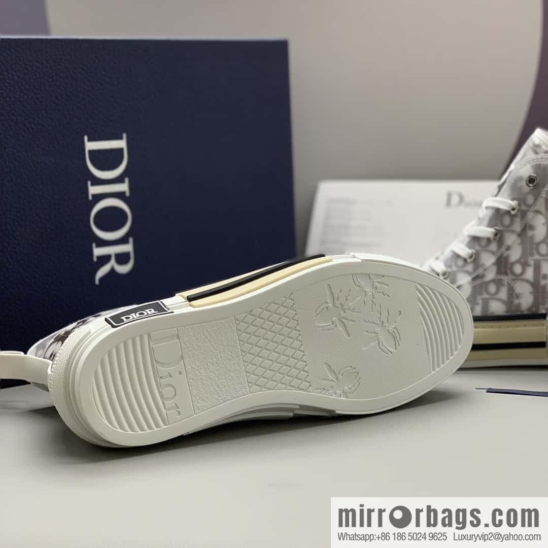 DIOR transparent mesh, letter printing mesh, men's and women's high-top shoes
