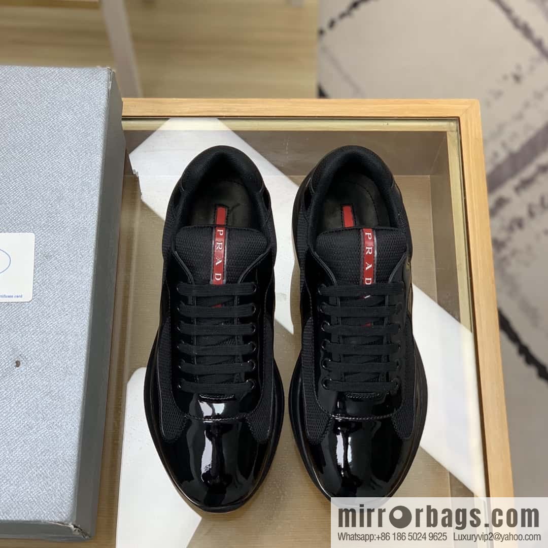 PRADA mesh with classic red lines, men's casual shoes