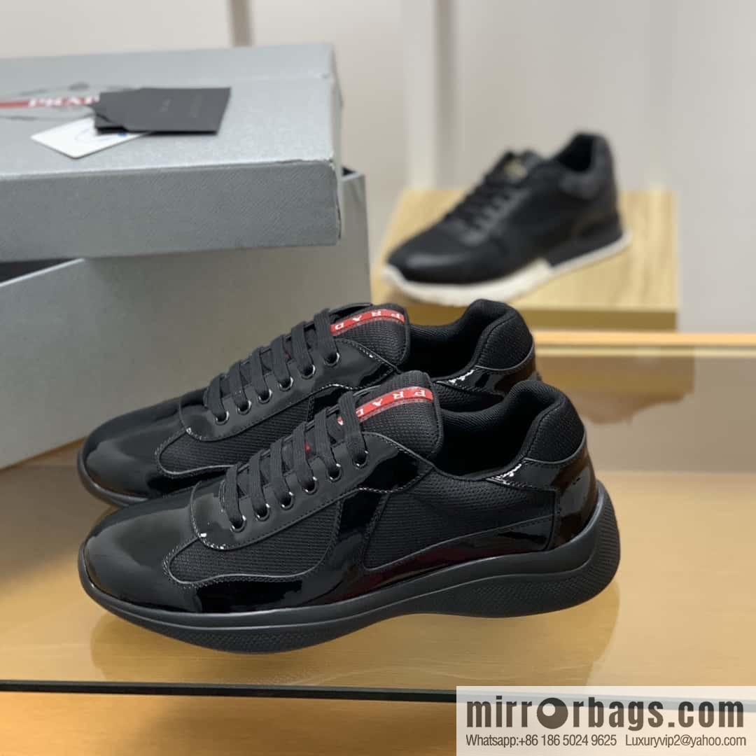 PRADA mesh with classic red lines, men's casual shoes