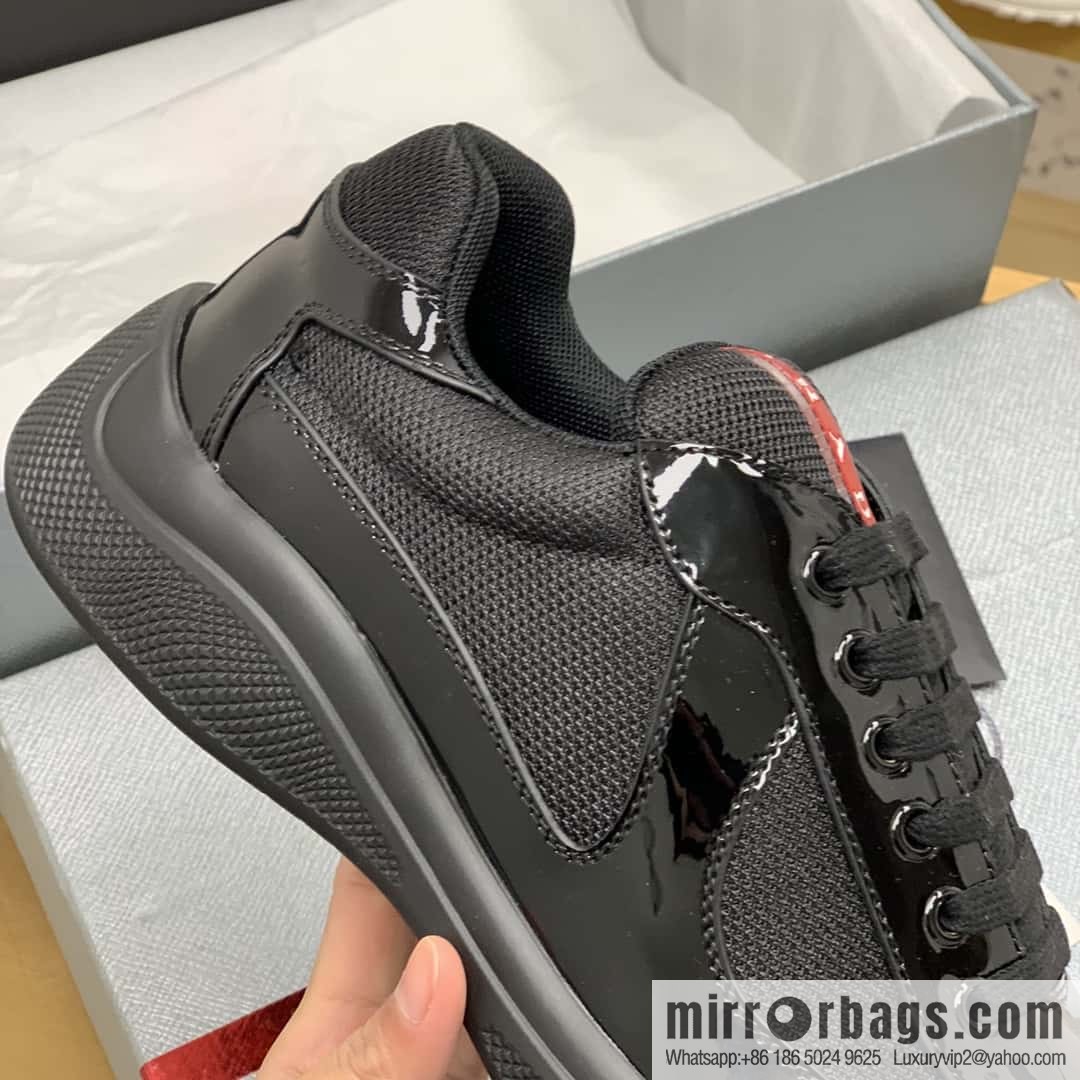 PRADA mesh with classic red lines, men's casual shoes