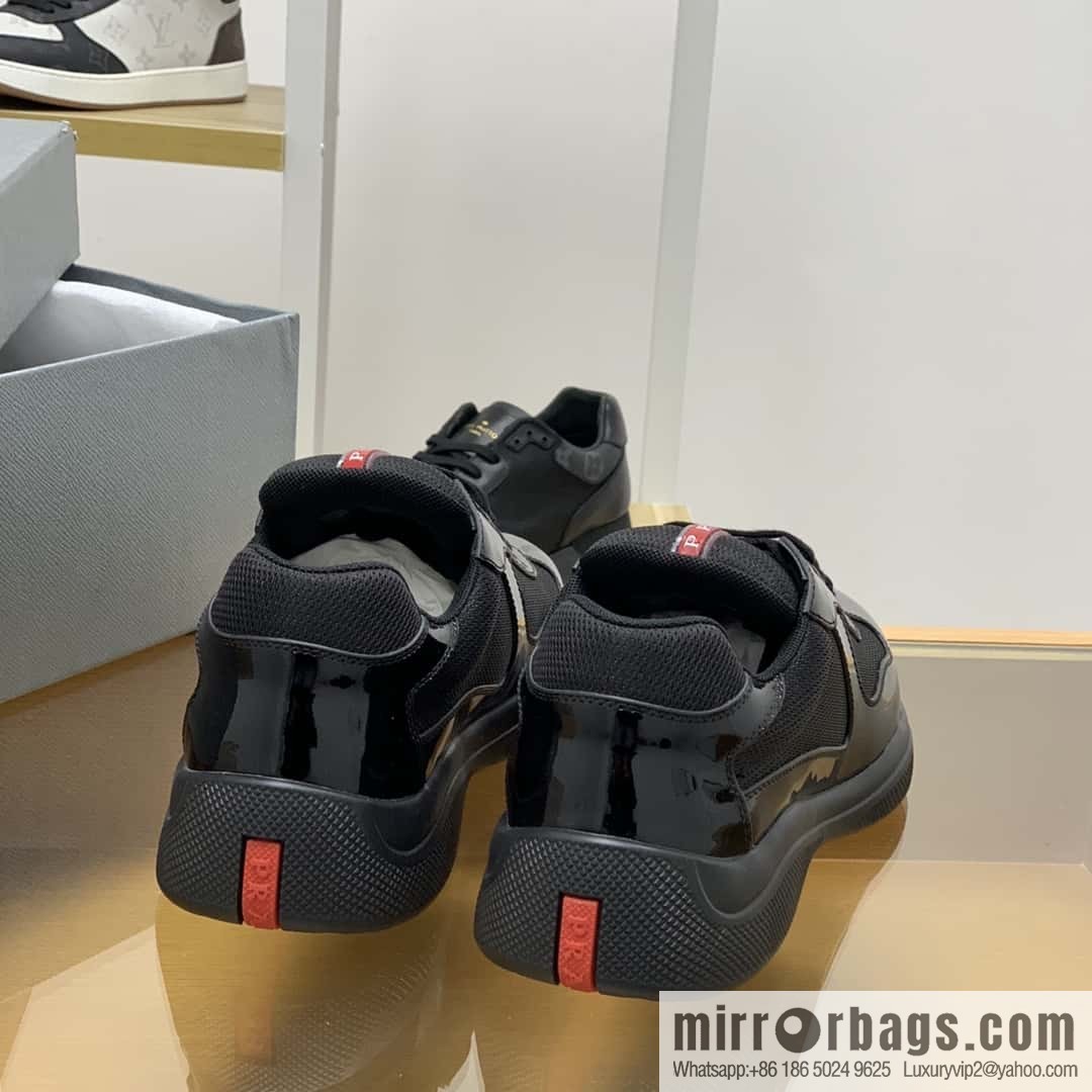 PRADA mesh with classic red lines, men's casual shoes