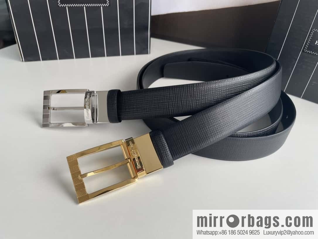 Ermengildo. Zein Zegna men's business leisure rotating pin buckle imported first layer cowhide belt 3.5cm