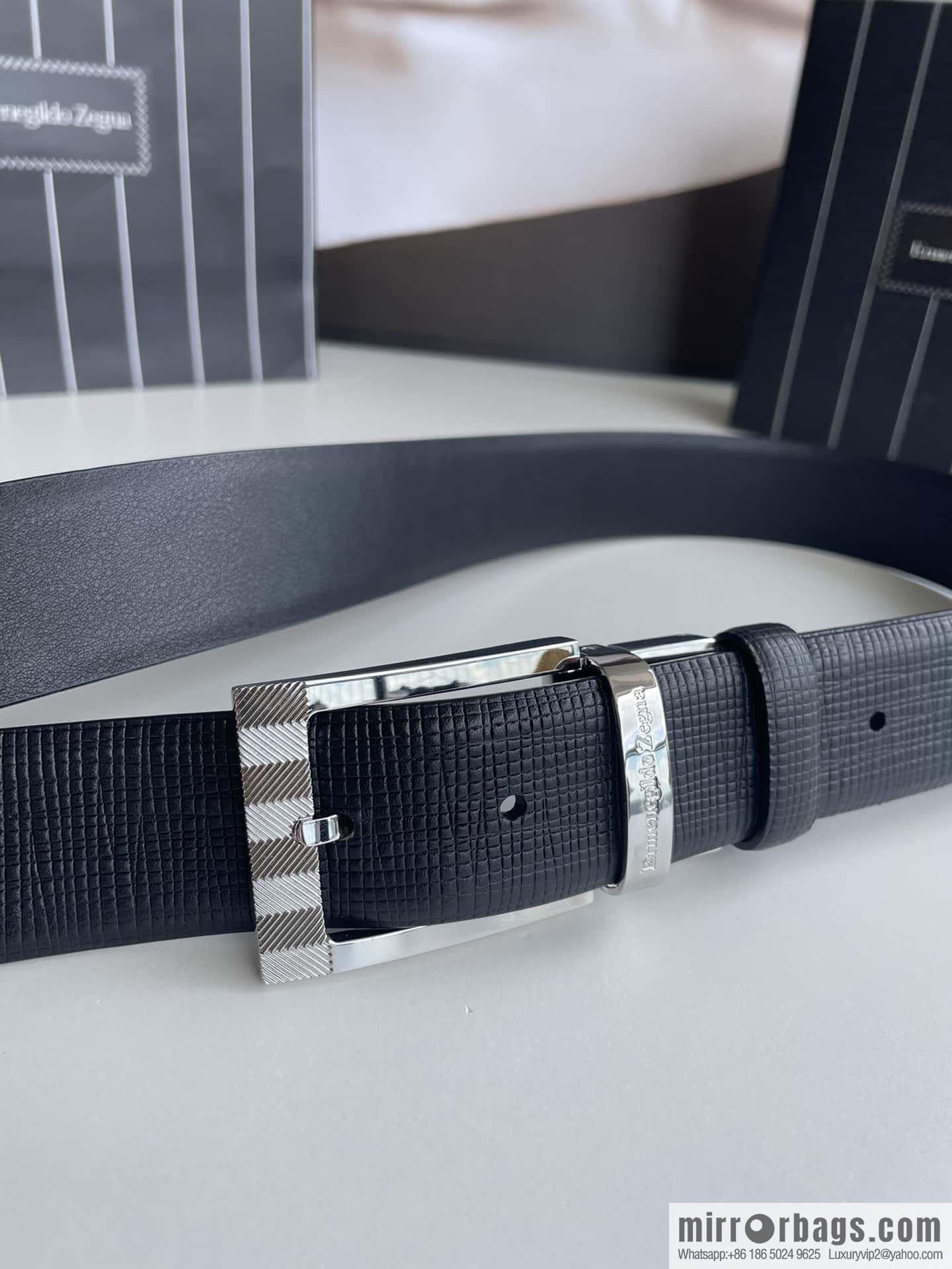 Ermengildo. Zein Zegna men's business leisure rotating pin buckle imported first layer cowhide belt 3.5cm
