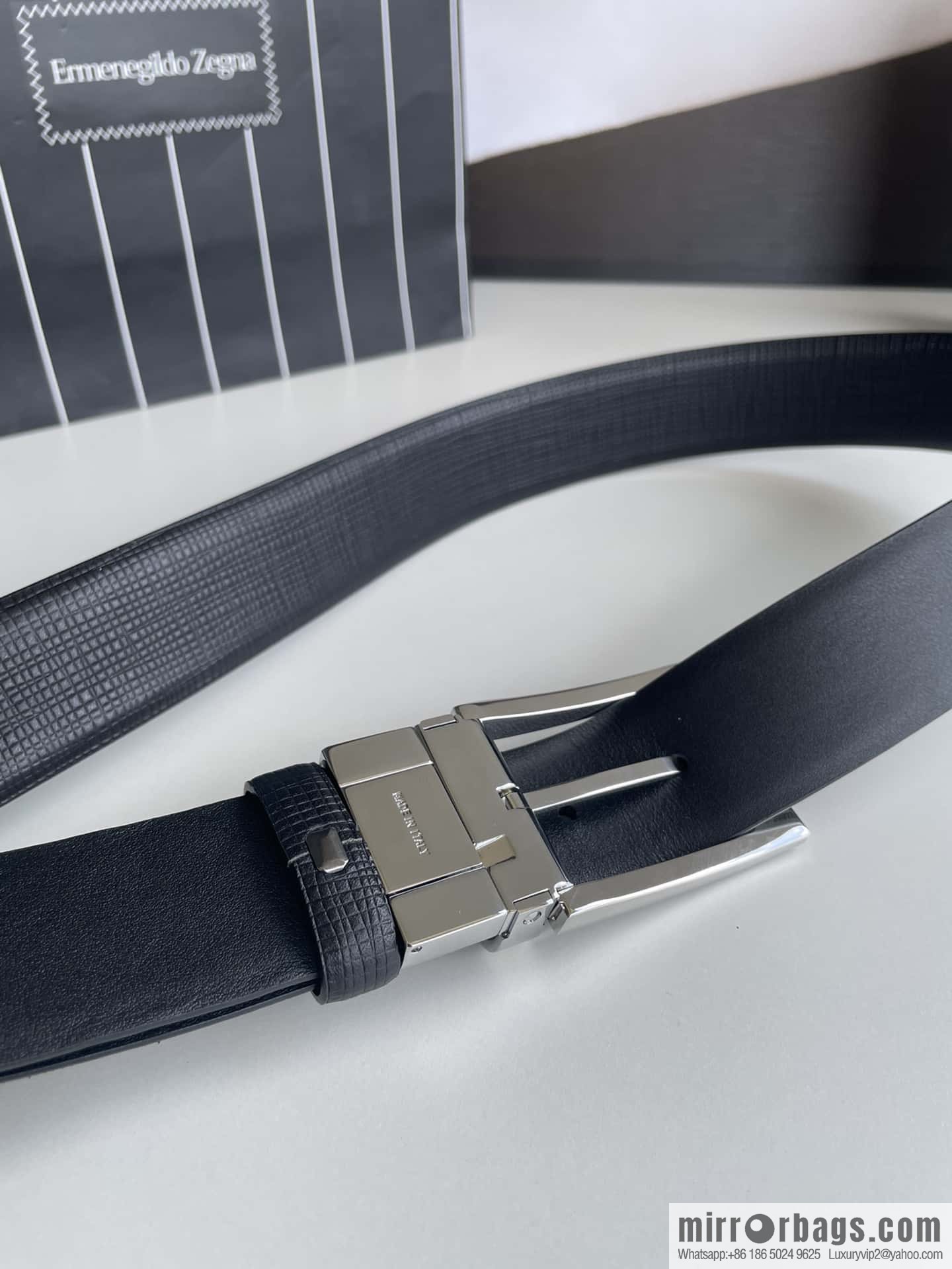 Ermengildo. Zein Zegna men's business leisure rotating pin buckle imported first layer cowhide belt 3.5cm