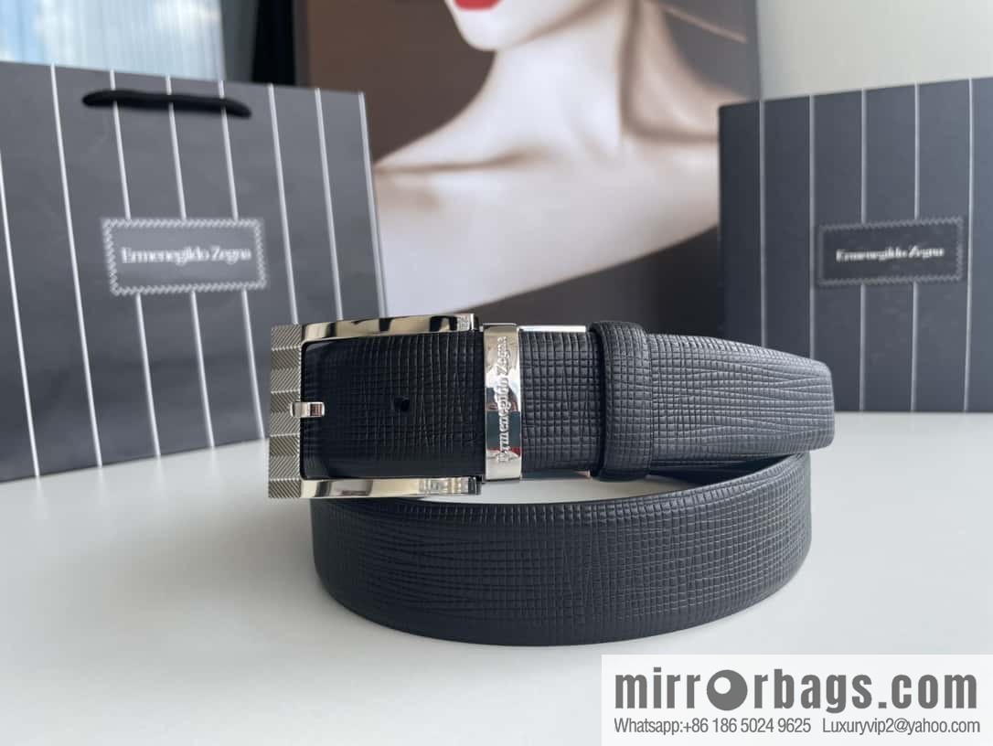 Ermengildo. Zein Zegna men's business leisure rotating pin buckle imported first layer cowhide belt 3.5cm