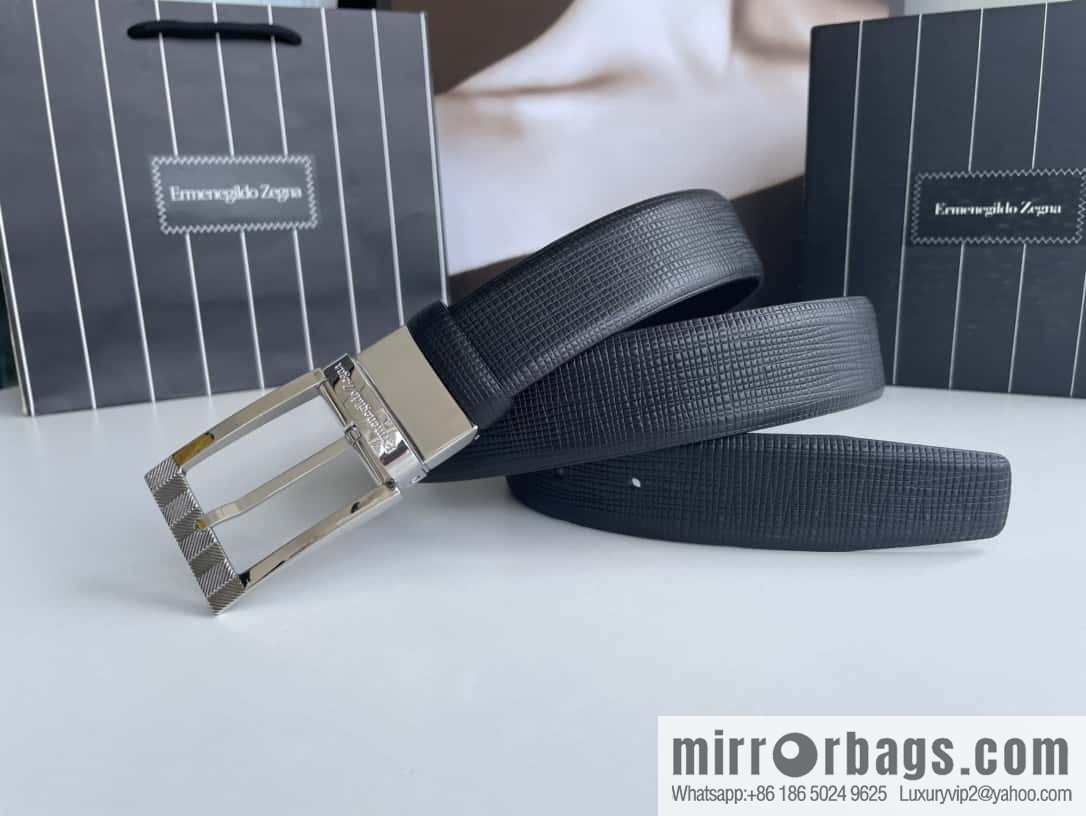 Ermengildo. Zein Zegna men's business leisure rotating pin buckle imported first layer cowhide belt 3.5cm