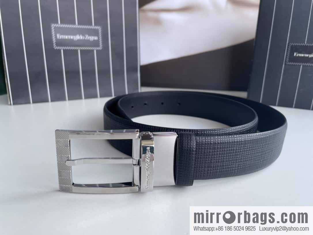 Ermengildo. Zein Zegna men's business leisure rotating pin buckle imported first layer cowhide belt 3.5cm