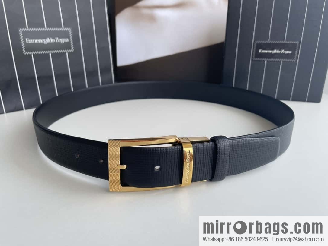 Ermengildo. Zein Zegna men's business leisure rotating pin buckle imported first layer cowhide belt 3.5cm