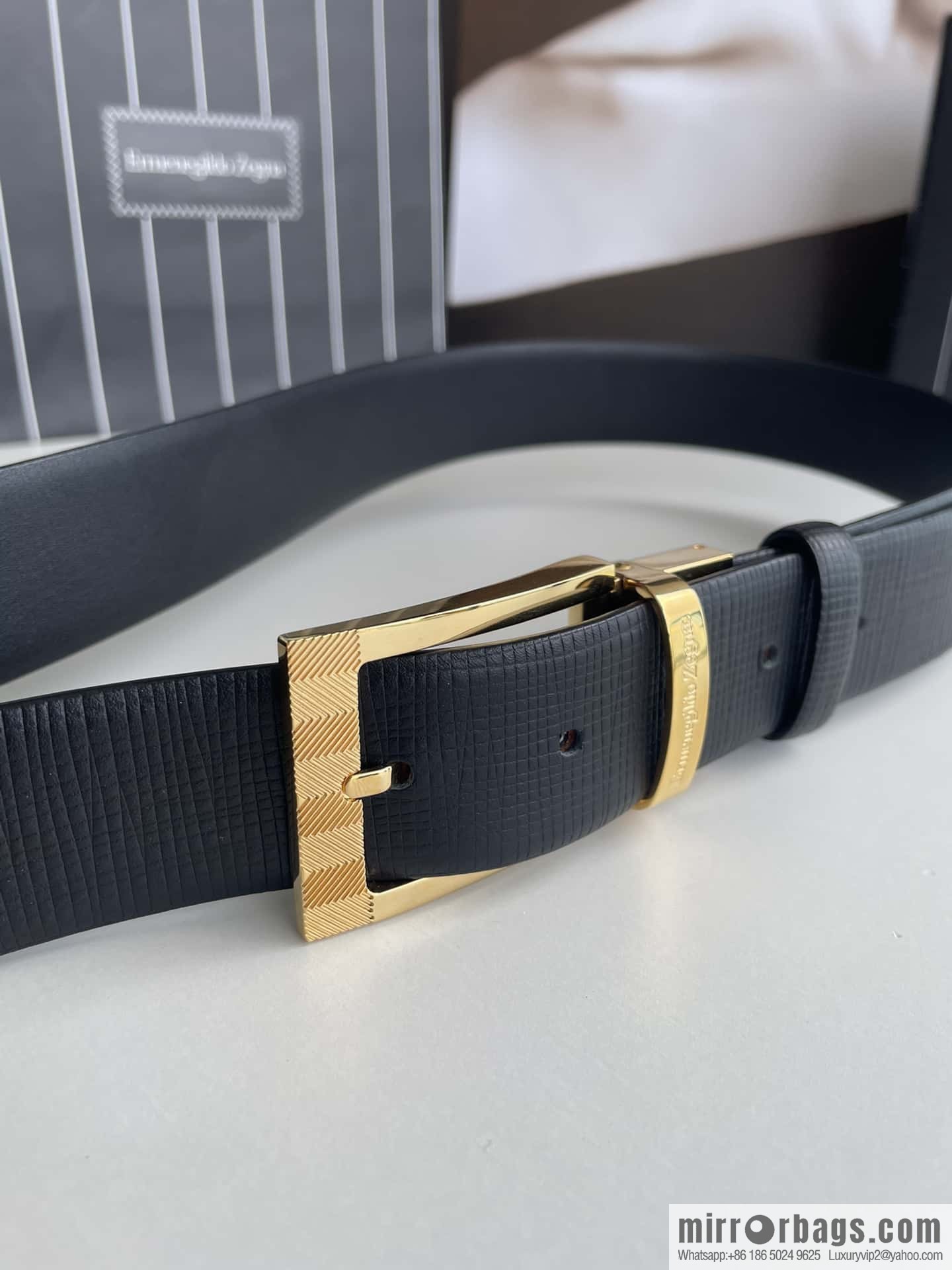Ermengildo. Zein Zegna men's business leisure rotating pin buckle imported first layer cowhide belt 3.5cm
