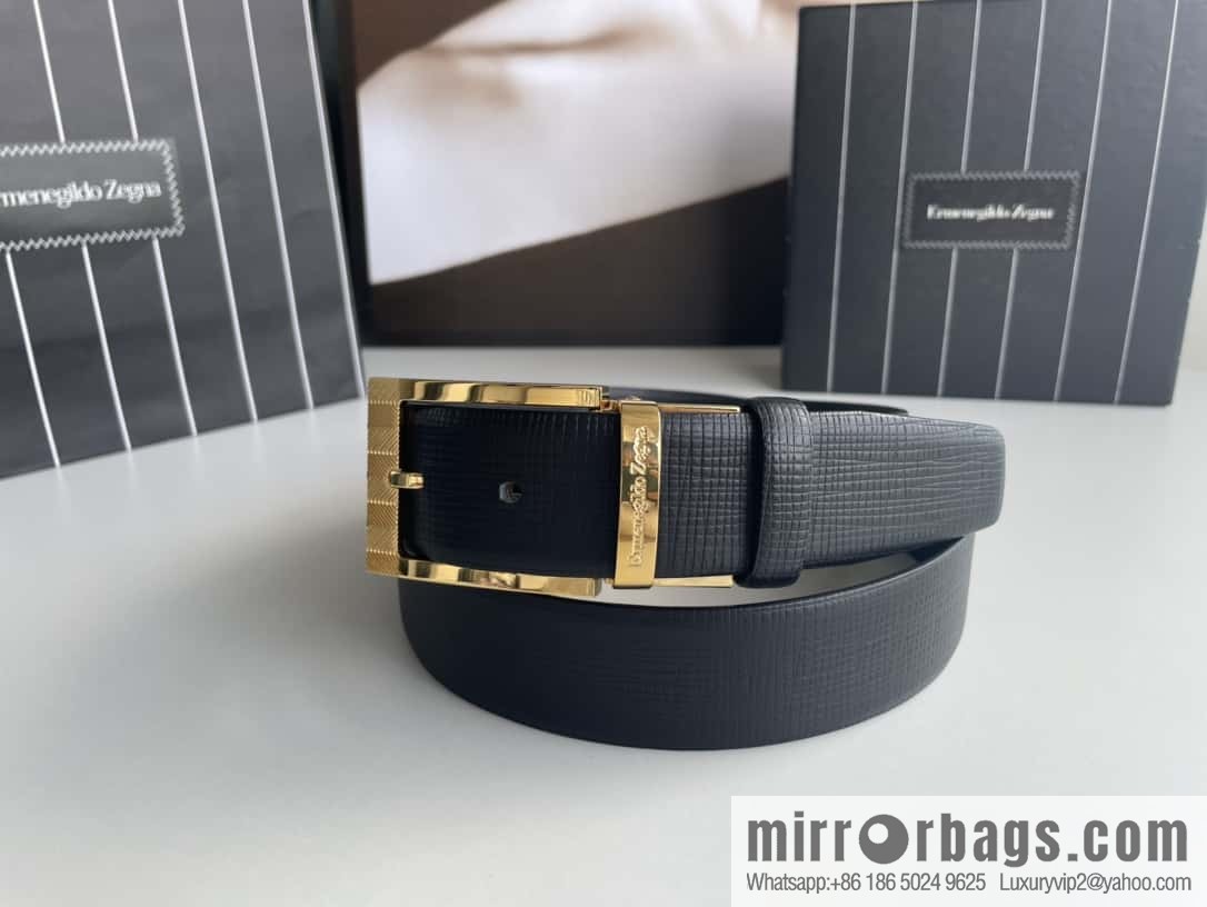 Ermengildo. Zein Zegna men's business leisure rotating pin buckle imported first layer cowhide belt 3.5cm