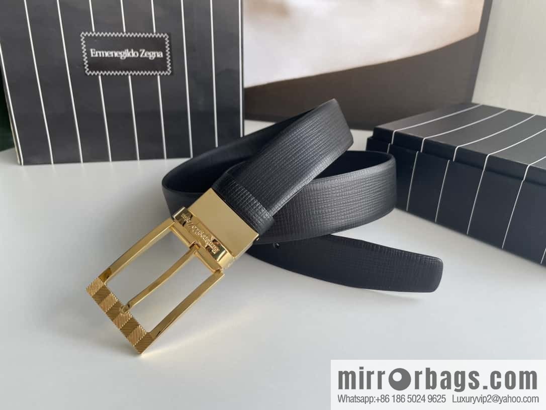 Ermengildo. Zein Zegna men's business leisure rotating pin buckle imported first layer cowhide belt 3.5cm