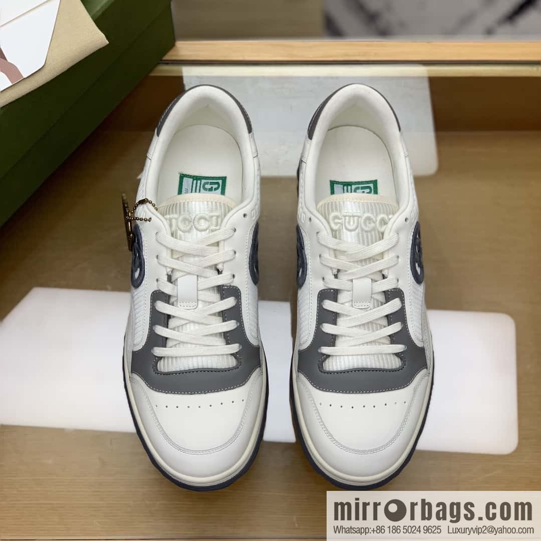 GUCCI beige and gray cowhide, mutual button double G embroidered logo, couple's men's and women's same sports and leisure shoes
