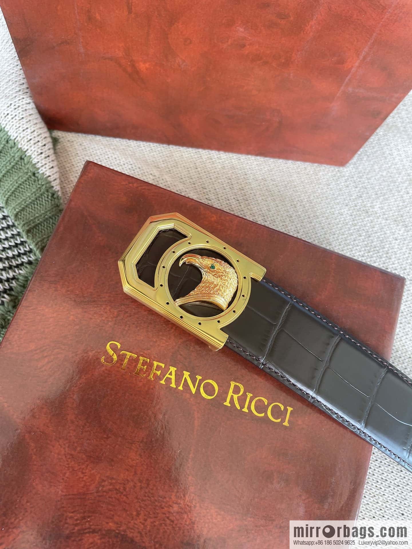 Stefano. Ricci Stephen, stainless steel hand-carved craft eagle head belt 3.8cm