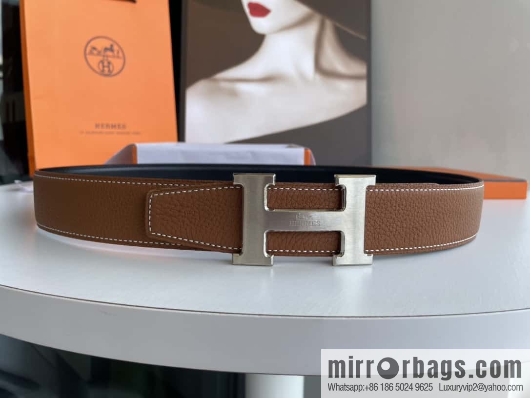 Hermes Hermes H Replica Luxury Handbag Original Leather Lychee Men's 38mm Belt