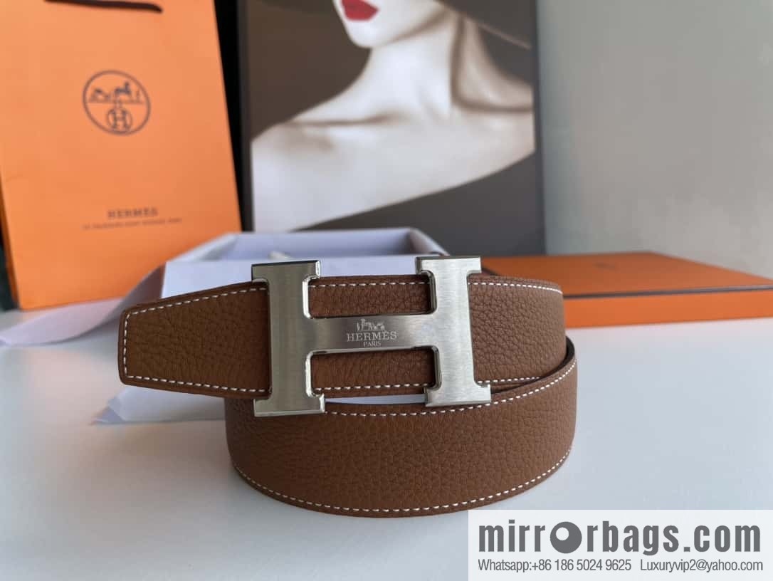 Hermes Hermes H Replica Luxury Handbag Original Leather Lychee Men's 38mm Belt