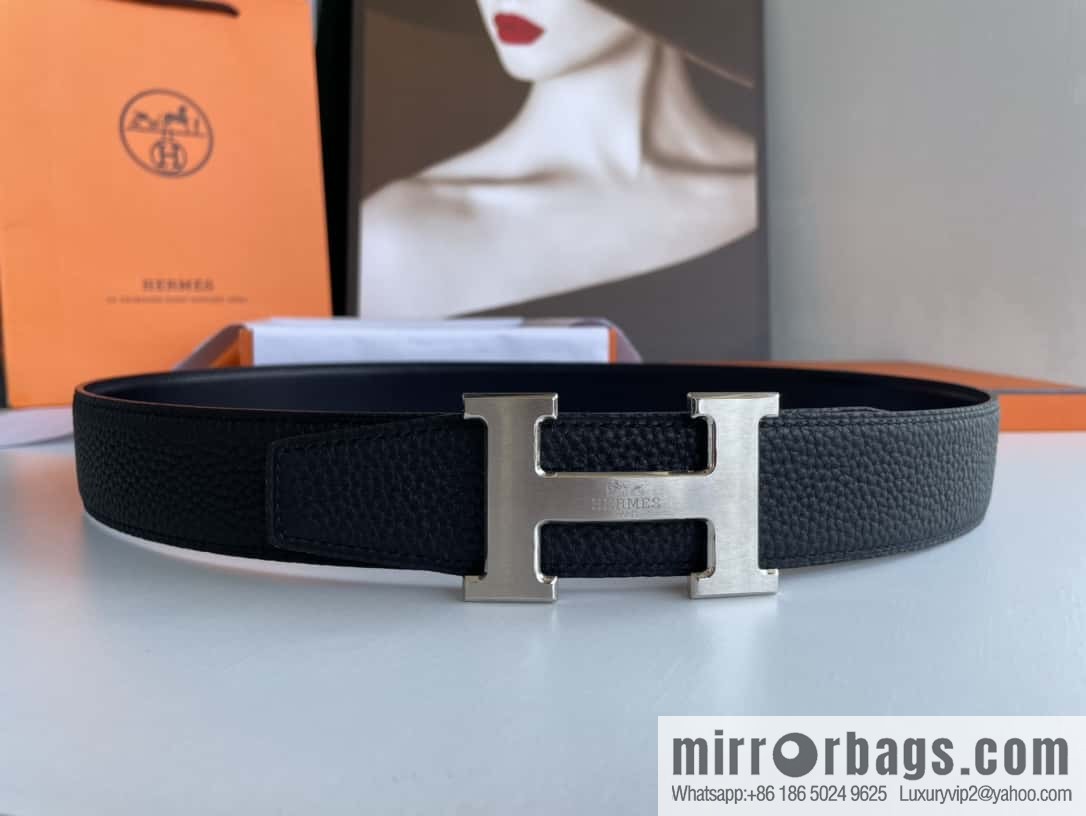 Hermes Hermes H Replica Luxury Handbag Original Leather Lychee Men's 38mm Belt