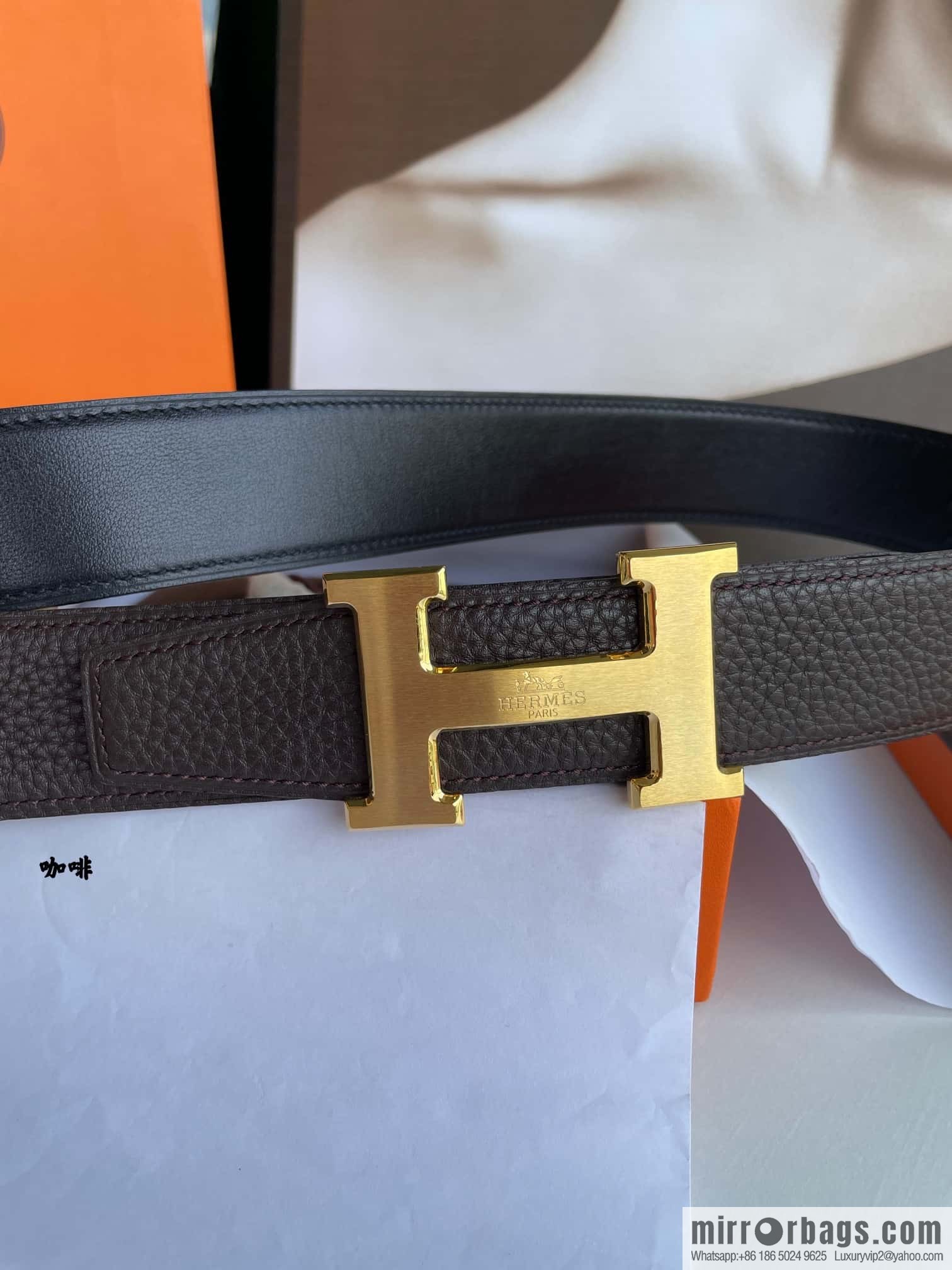 Hermes Hermes H Replica Luxury Handbag Original Leather Lychee Men's 38mm Belt