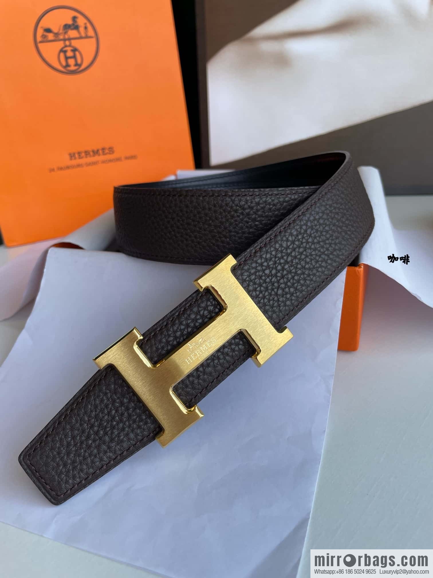 Hermes Hermes H Replica Luxury Handbag Original Leather Lychee Men's 38mm Belt