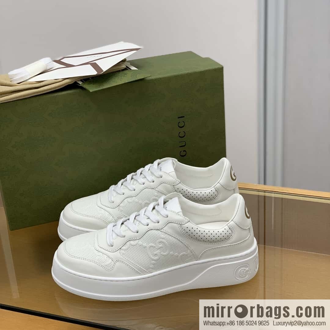 GUCCI GG printing, cowhide material, couple sneakers
