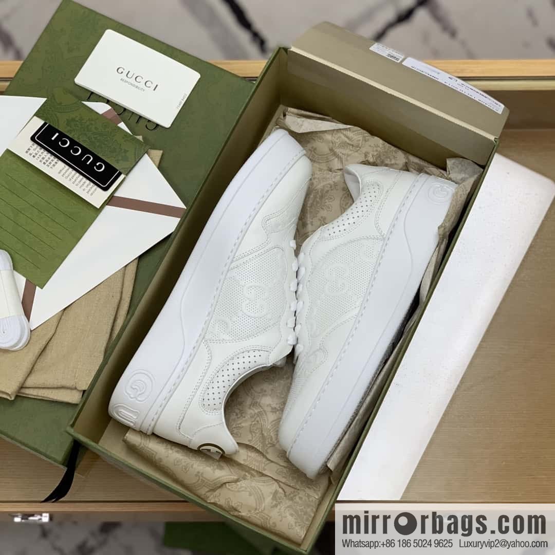 GUCCI GG printing, cowhide material, couple sneakers